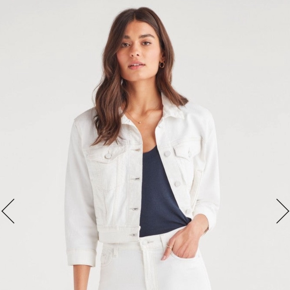 NWOT, 7 for all mankind white denim jacket, size M